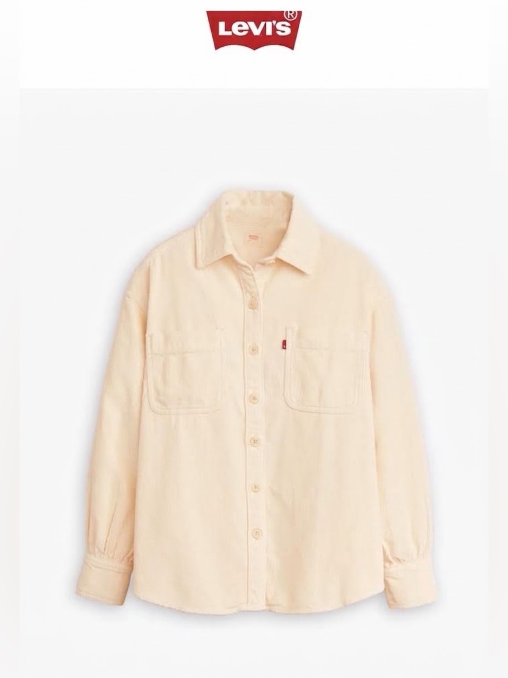 Levi's Orion Corduroy Overshirt Medium Off White Cream Button Down Shirt